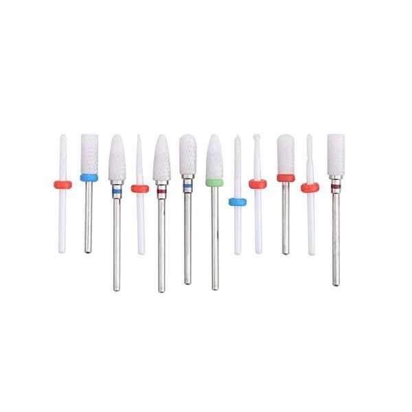 BORDSTRACT 12pcs Foret en Céramique, Fraise Metal pour Fraiseuse, Kit De Perceuse à Ongles électrique Foret en Céramique Mach