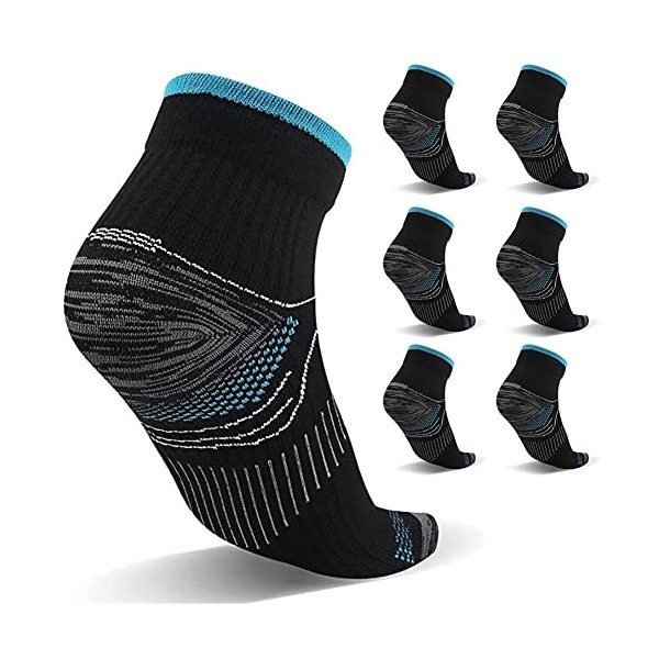 Gcbiger Lot de 7 paires de chaussettes de compression pour homme et femme - Pour fasciite plantaire - Soulagement de la doule