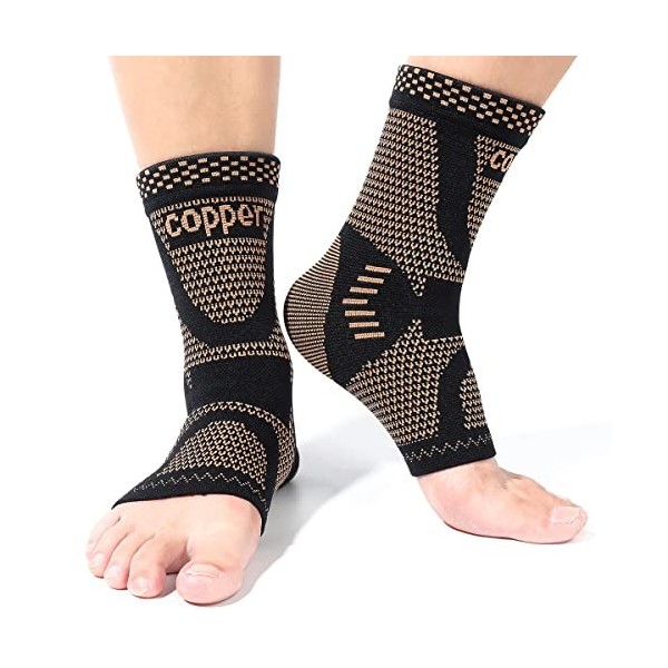 Chevillère de compression infusée de cuivre pour homme et femme, pour soulager la douleur du pied, la fasciite plantaire, la 