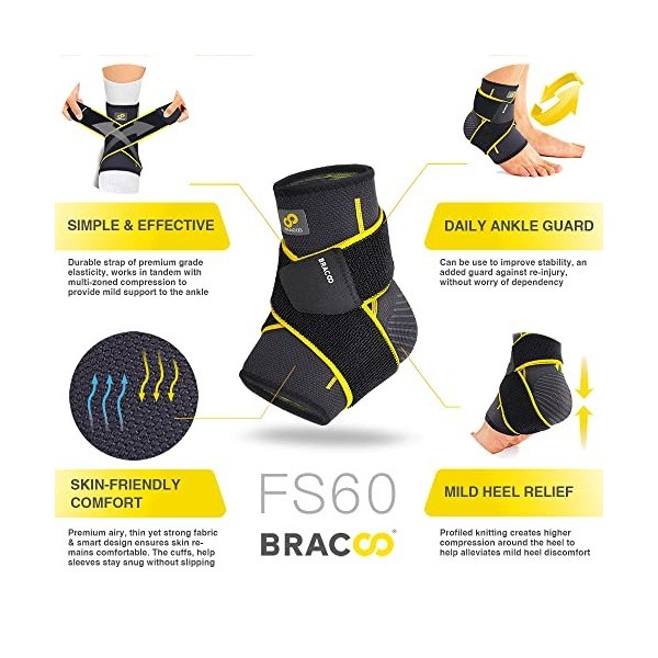 Bracoo FS60 Paire de bandages de cheville réglables pour protection de la cheville et de la cheville respirante pour homme et