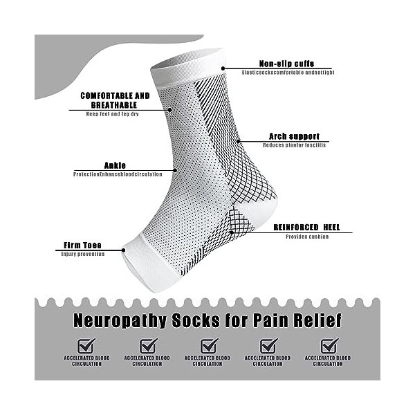 Kseyic Chaussettes pour neuropathie, nano-chaussettes pour neuropathie, chaussettes de compression, chaussettes pour bandage 