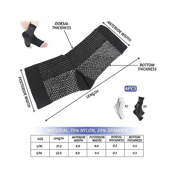 NHYDZSZ 4 Paires Attelle Cheville,Sport AntidéRapant Compression ChevillèRe,Soutien Du Tendinite Tendon Achille Et Fasciite P