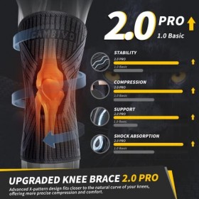 CAMBIVO 2 PCS Genouillere Arthrose Genou, Genouillère Sport Ligamentaire avec Stabilisateurs Latéraux et Coussinet en Gel Rot