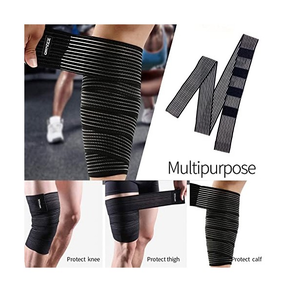 ONTYZZ Bandage du Genou Attelle 1 Paire Haute Élasticité Compression de la Cuisse Envelopper pour Sport Gymnase Course Saccr