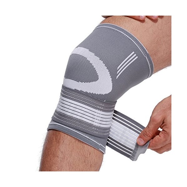 NEOtech Care Genouillère de marque RÉGLABLE - Protège genou pour gym, sport, musculation - Légère, élastique et respirante - 