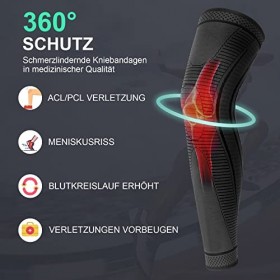 Genouillères Sport Longue Respirant Genouillère de Compression pour Hommes et Femmes Avec Gel de Silice Antidérapant pour ACJ