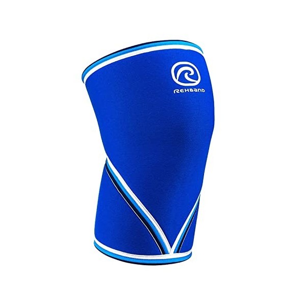 Rehband Bandage de genou Rx Original V, 1 pièce ou 1 paire, support de genou 7mm, manchon de genou, Couleur:Bleu, Taille:M