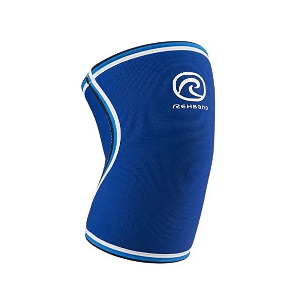 Rehband Bandage de Genou RX Original, 1 pièce, genouillère en 7mm néoprène, genouillère de Fitness, Couleur:Bleu, Taille:XL