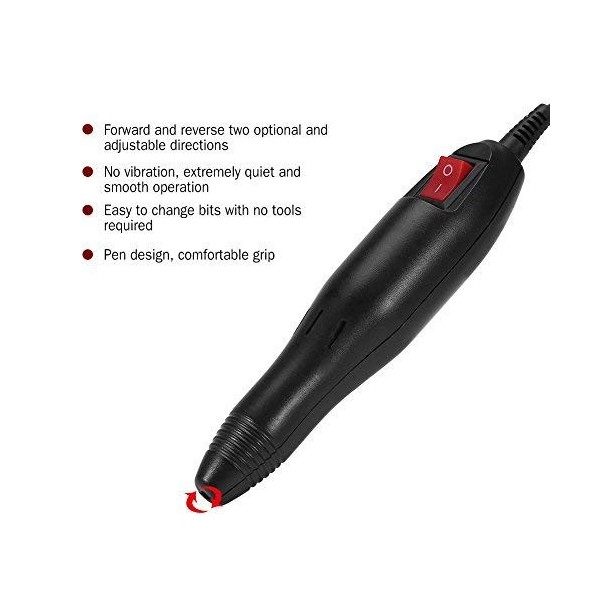 ANGGREK Électrique Nail Drill Pen Poignée Handpiece Manucure 20000RPM Nail File Pen Polish Drill Tools