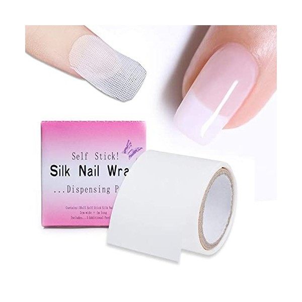 3 Rouleau Auto-AdhéSif, Autocollant Enveloppe à Ongles en Soie Renforcer Protecteur DOngles pour Acrylique Gel UV Ongles Soi