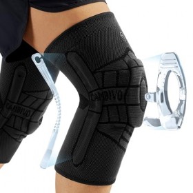 CAMBIVO Genouillère Professionnelle Médicale Sport pour Homme Femme, Genouillère Compression Elastique avec Coussinets en Gel