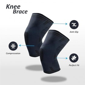 Wicket 1 paire de genouillères respirantes et élastiques pour homme et femme – Manchon de compression antidérapant pour doule