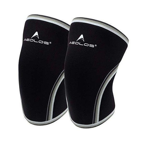 AEOLOS Genouillères 1 paire , genouillères de compression de 7 mm pour haltérophilie, squats, gym et autres sports XXL, noi