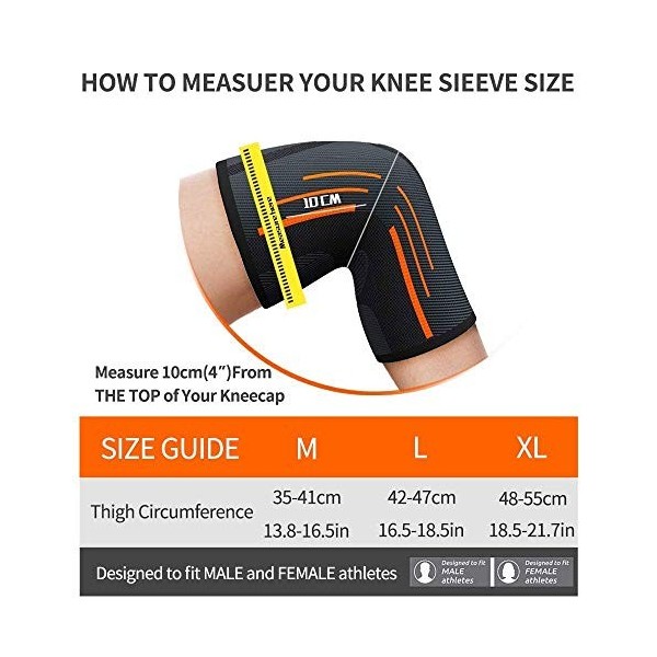 KGONE Paire de genouillères de compression pour homme et femme – Attelle de genou pour larthrite, les douleurs articulaires,