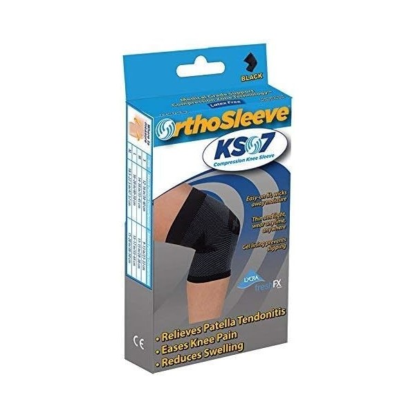 Orthosleeve® KS7 Manchon de genou | Noir - taille L | Technologie Exclusive de Compression 7 Zones