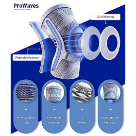 ProWaves Genouillère compressée pour homme et femme,Genouillère ménisque avec anneau en silicone 3D,Genouillère médicale avec