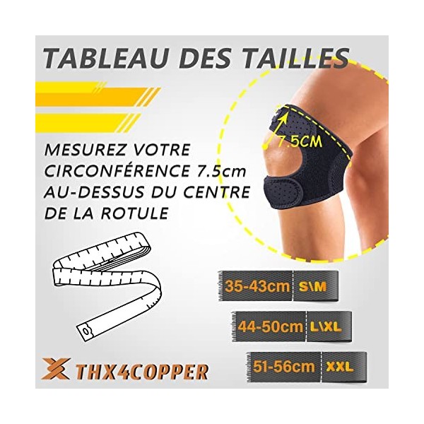 Thx4COPPER Sangle de maintien pour tendons rotuliens, pour les Coureurs larthrite rotule-S/M