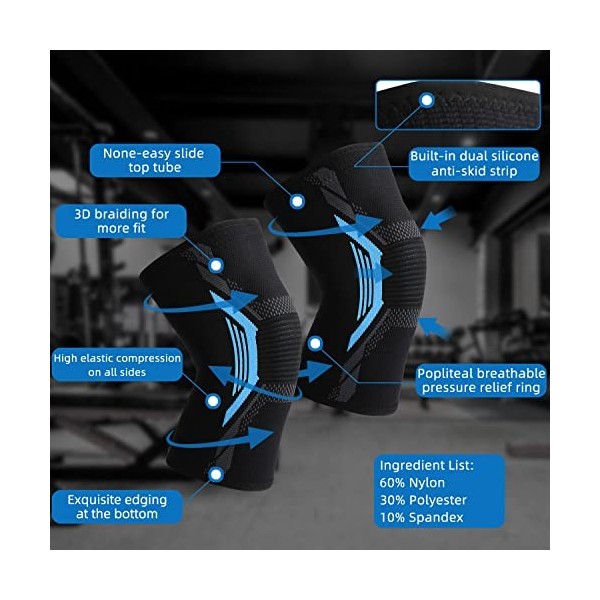 Genouillère de Compression pour le Soutien et la Douleur de larthrite - Genouillère en Cuivre pour lentraînement, la Course