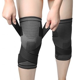 Ioggtser Genouillère pour femmes et hommes, 2 paquets de manchons de  compression pour les douleurs au genou, l'arthrite, les genouillères pour  la