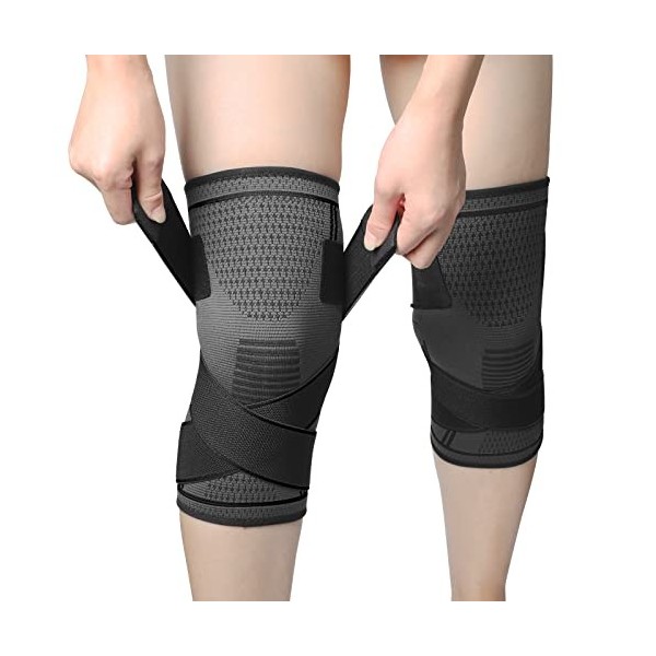 MILAIUN Genouillère Sport, 2 Pièces Genouillère Élastique Réglable, Genouillère de Compression Sports, Genouillère Rotulienne