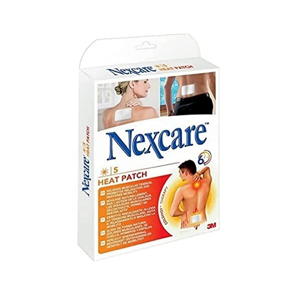 Nexcare Patch chauffant, 9,5 cm x 13 cm, 5 patchs chauffants adhésifs par pack, pour soulager les douleurs musculaires, raide