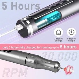 Perceuse à ongles sans fil, perceuse à ongles portable avec écran LCD et batterie 5 heures dutilisation pour ongles en gel a