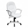 Flash Meuble Qd-5058 m-White-GG Mid-Back Executive Chaise de Bureau Cuir Blanc