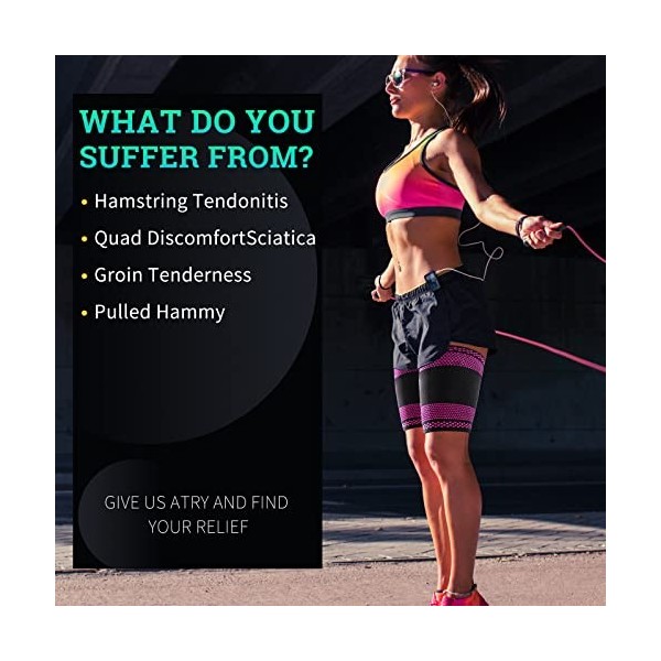 ABYON Lot de 2 bandages de cuisse pour homme et femme - Compression des cuisses - Respirant - Antidérapant - Pour tendon du g