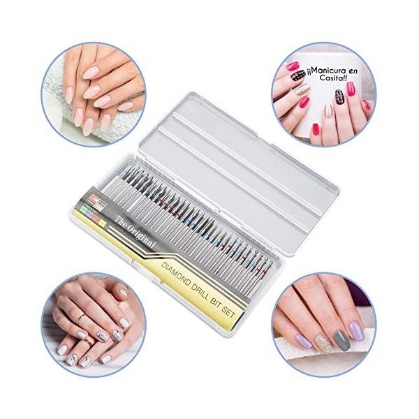 Forets à ongles, 30pcs perceuse à ongles professionnelle avec boîte de rangement transparente pour limes à ongles outils de m