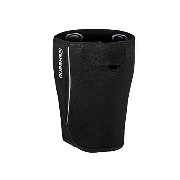 Rehband QD Bandage pour la cuisse, 1 pièce, compression de la cuisse 5mm néoprène, soutien de la cuisse, Couleur:Noir, Taille