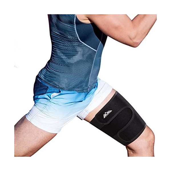 supregear Support de Cuisse, Manchon de Compression Réglable en Néoprène pour Ischio-Jambiers Quad Wrap Respirant Antidérapan