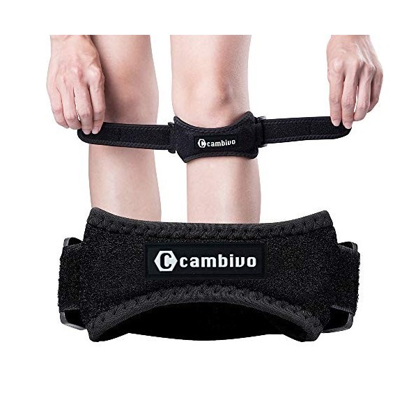 CAMBIVO 2 Pièces Genouillère Rotulienne Femme et Homme, Genouillère Sport Bandage, Strap Genou, Bande de Rotule Réglable pour