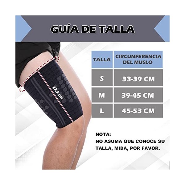 FITTOO Sports Compression Thigh Support Support élastique pour la récupération des entorses pour hommes et femmes L 