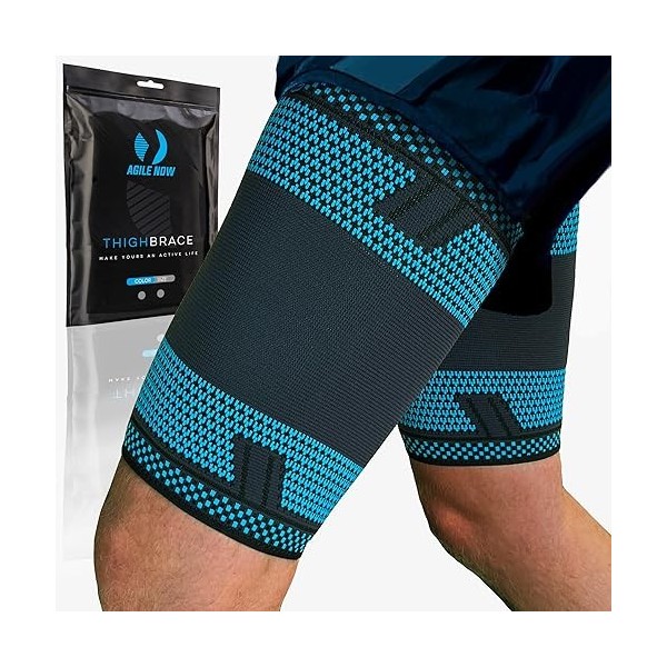 AGILE NOW® Lot de 2 bandages de compression pour cuisse - Antidérapants - Pour hommes et femmes - Taille XL