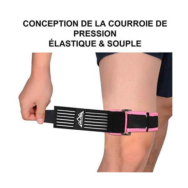 supregear Patella Bande de Soutien, Support d’enveloppement de Compression Iliotibial, Genou, Cuisse, Hanche et ITB Réglable,