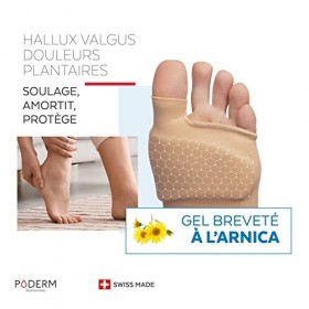 PODERM – HALLUX VALGUS/DOULEURS PLANTAIRES DOUBLE PROTECTION GEL ARNICA BREVETÉ - Orthèse Pied – Amortit/Soulage immédiatemen