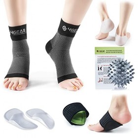 Kit de soulagement des pieds 9 pièces avec chaussettes de compression, supports rembourrés pour voûte plantaire et inserts So