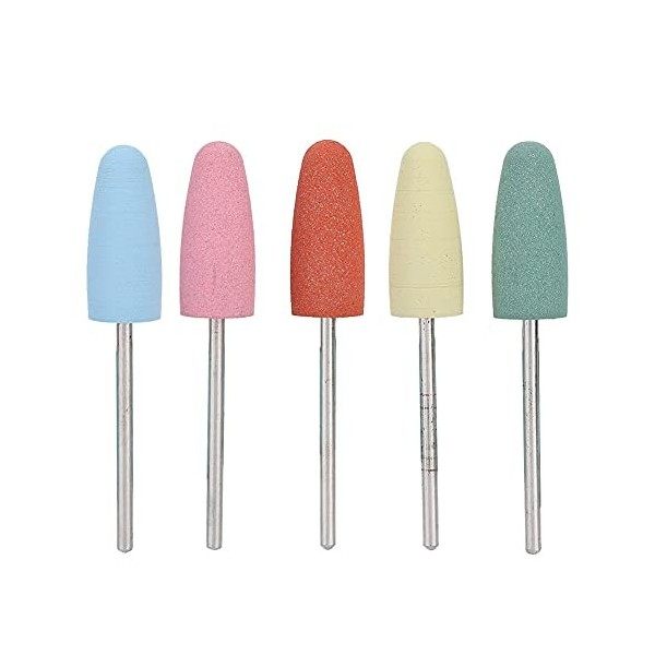 5 Pièces/ensemble de Forets à Ongles, Tête de Meulage électrique en Caoutchouc de Silicone, Kit de Mèches pour Enlever les Cu