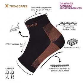 Chaussettes Thx4 Copper Plantar Fasciitis avec talons de voûte plantaire, manchon de compression médicale 20-30 mmHg , rédui