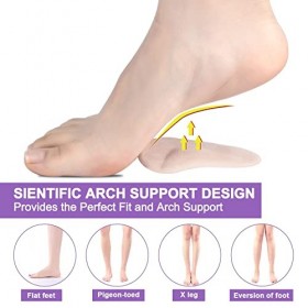6 Paires de Voute Plantaire Semelle Orthopédique, Silicone Gel Coussinets de Soutien de la Voûte Plantaire, Pieds Plats, Cous