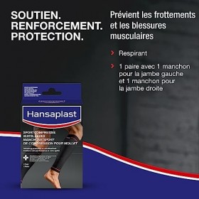HANSAPLAST Manchon de compression mollet S/M 1 paire , Manchon compression pour les muscles, Manchon de maintien améliorant 