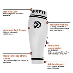 OXFIT Paire de manchons de compression pour mollet pour homme et femme – Soutien pour attelles tibiales, manchons de mollet p