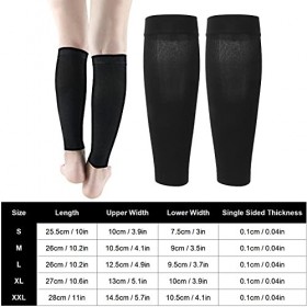 Manchon de Compression Noir pour Mollet, Chaussettes élastiques Douces S à XXL pour la Course, le Baseball et la Randonnée, M