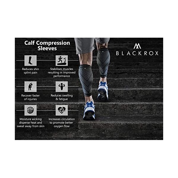 BLACKROX RUNMED Performance V1 Bandage de compression pour mollet de sport Protection des mollets Manchon de compression Chau