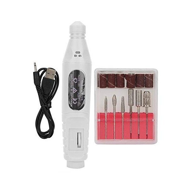 Kit de Perceuse à Ongles électrique, Perceuse à Ongles électrique Portable USB Perceuse à Ongles Manucure Polisseuse à Ongles