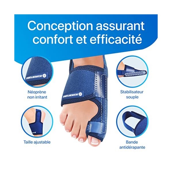 Sports Laboratory Ensemble Ajustable d’Orthèses – Kit Jour et Nuit – Soulagement et Protection Premium – 2 Correcteurs Oignon