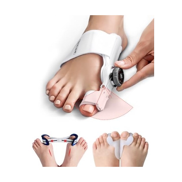 Tech Love Correction Dhallux Valgus Kit, Hallux Valgus [1x], Dorteil en Silicone [2x] et Bande Dentraînement pour Orteil [