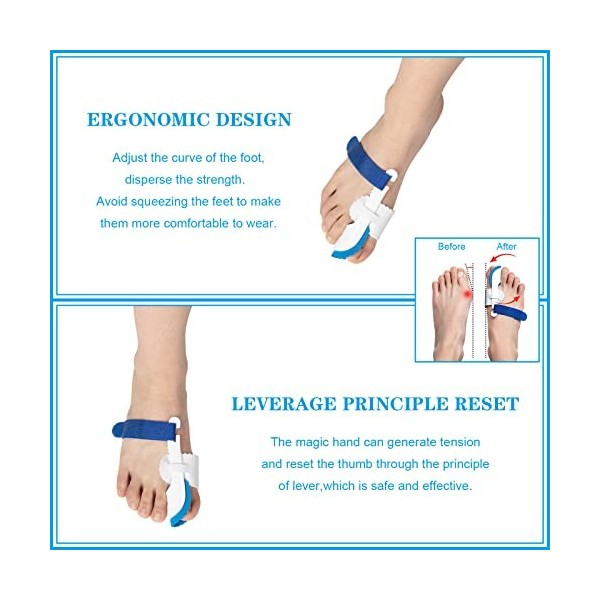 MengH-SHOP Correcteur DOrteils Orthèse Hallux Valgus Séparateurs et Gel Traiter la Douleur Sous le Pied dans la Jointure Du 