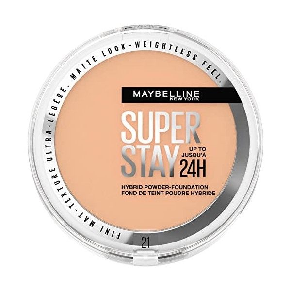 Maybelline New York - Fond de Teint-Poudre Hybride - Longue Tenue - Couvrance Mate Lumineuse - Vegan & Waterproof - Tous Type
