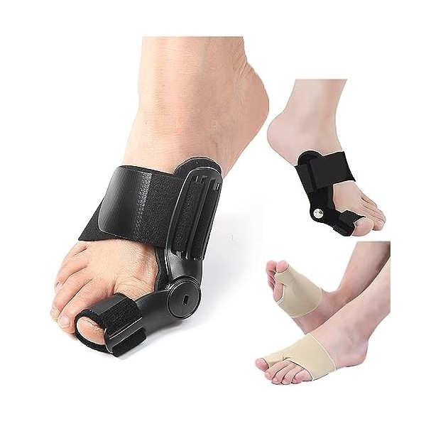 WYFCR deux correcteurs de valgus du gros orteil, support orthopédique de gaine de pied pour les hommes et les femmes noir , 